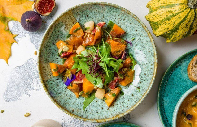 Салат из тыквы с гребешками